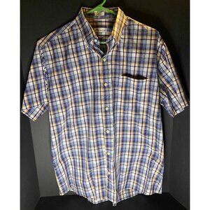 Peter Millar Mens L Short Sleeve Plaid Button Down Shirt